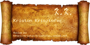 Kriston Krisztofer névjegykártya
